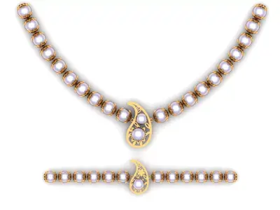 Pearl pendant and bracelet 3D print model