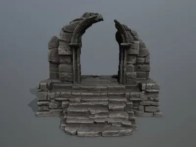 ruin gate Low-poly 3D model