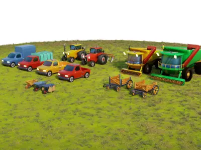 Farm Vehicle Pack Low-poly 3D model