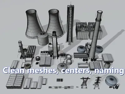 Power and Energy assets collection Low-poly 3D model