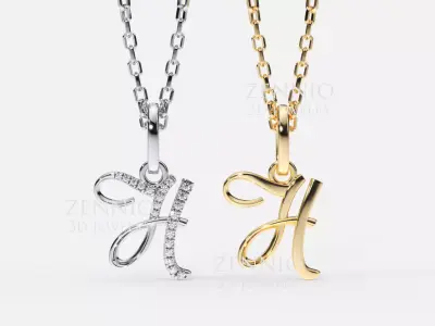 Initial Letter H Alphabet pendant 3D print model