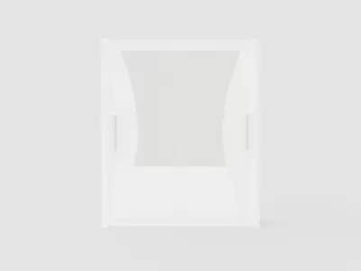 Prague Wardrobe 180 Cm Sliding Doors Curved Mirror Low-poly 3D model