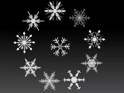 3D Printable Snowflake Ornaments - Christmas Decoration Set 3D print model