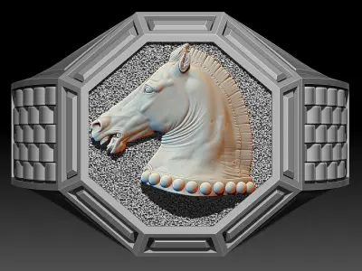 Head Horse Man Ring silver gold printable jewelry 3D print model