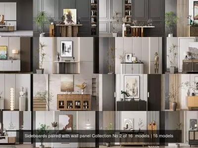 Sideboards paired with wall panel Collection No 2 of 16  models