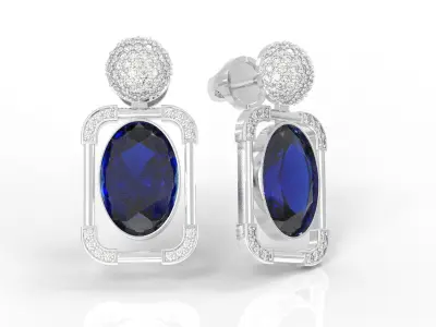  earrings with big stone 3D print model