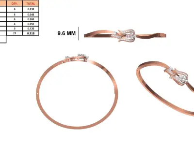 Women Bangle Bracelet STL JCD Details 3D print model