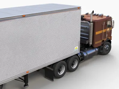 Freightliner Powerliner dryvan trailer Low-poly 3D model
