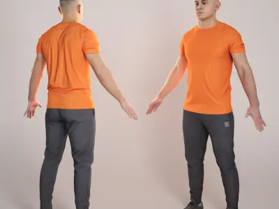 Young man in sportswear ready for rigging 353 Low-poly 3D model