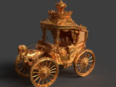 Chinese ancient golden  carriage   3D model