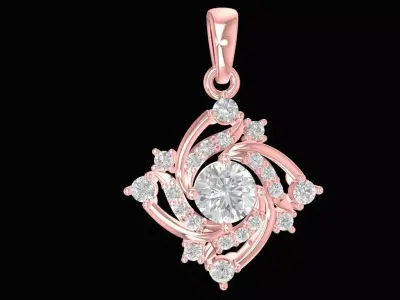 Luxury Diamond Flower Pendant Jewelry  1226 3D print model