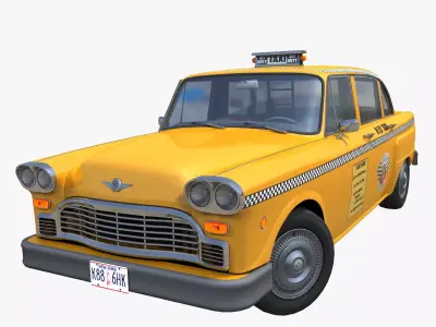 Taxi vintage yellow cab Low-poly 3D model