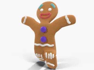 Gingerbread Man Rigged Low-poly 3D model