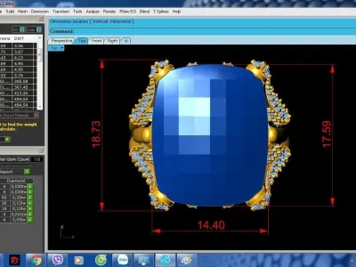 Luxury Cushion Cut Gemstone Engagement Ring for Women 3D Mod 477 3D print model