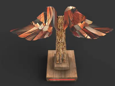 Winged Leopard Statue  Low-poly 3D model