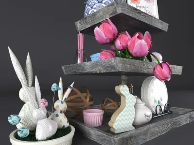 happy ester decorative set 3D model