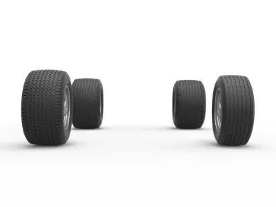 Wheel set of Northeast Dirt Modified stock car V5 Scale 1 to 25 3D print model