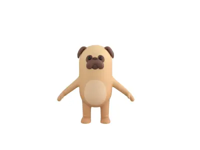 Rigged Pug Dog Character 3D model