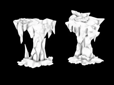 Deep in the snow mountains - stone pillars 324 3D model