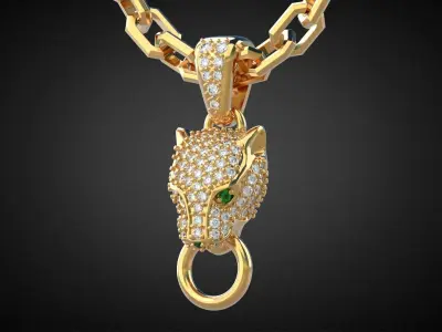 Panther gemstone pendant P13 3D print model