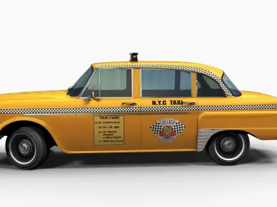 Yellow Taxi Cab Low-poly 3D model