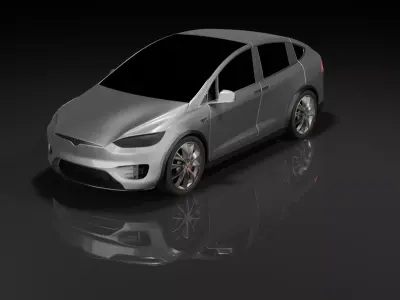 TESLA MODEL X silver Low-poly 3D model
