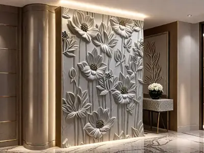 Modern Relief Wall Mural Decor CNC 3D Print 06 3D model