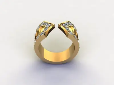 Diamond ring for men modern style R10 3D model