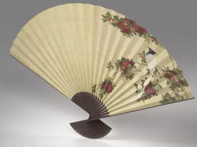 Japanese Hand Folding Fan Low-poly 3D model