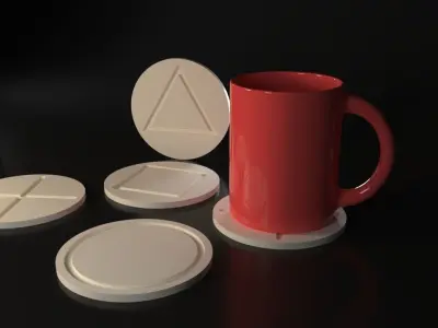Playstation Button coasters 3D print model