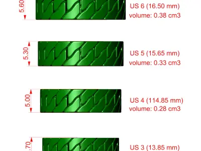 Cuban Chain Ring Stackble Ring 3D print model