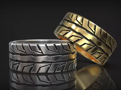 Auto Tire Tread Drifting Wheel Ring Wedding Band 3D print model
