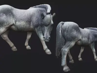 Old Horse Statue PBR Low-poly 3D model