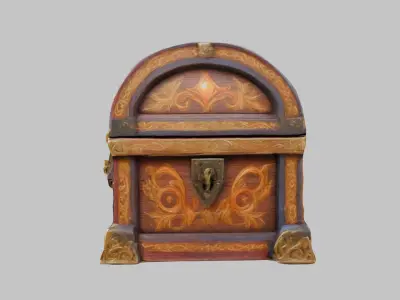 Stylized Hand Painted Chest 3D Model Low-poly 3D model