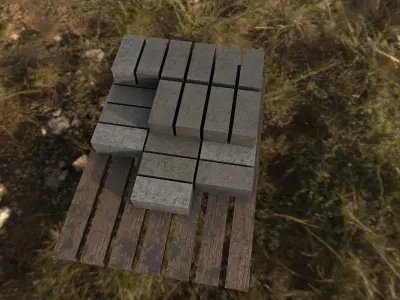 Game Ready Asset  Brick Pallet Empty Free low-poly 3D model