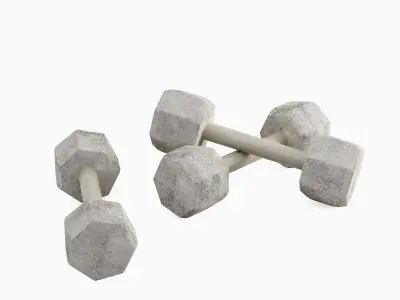 Concrete Dumbbell 02 Low-poly 3D model