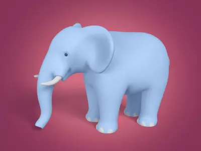 Cartoon Elephant - Rigged Low-poly 3D model
