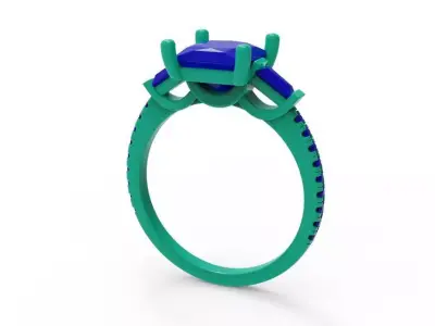 Three stone engagement ring  A5 3D print model