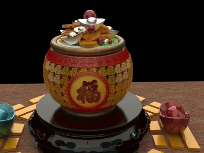 Chinese treasure pot 3D model