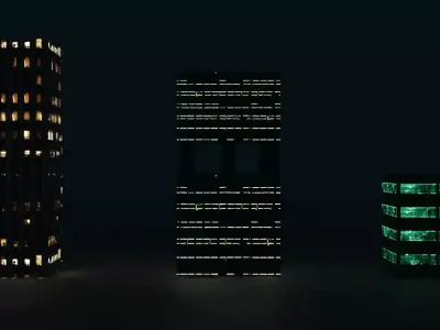 Night buildings low poly Free low-poly 3D model