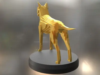 Parametric German Boxer Dog Low-poly 3D model