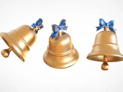 Christmas Bells Realistic Holiday Decoration Asset 003 Low-poly 3D model
