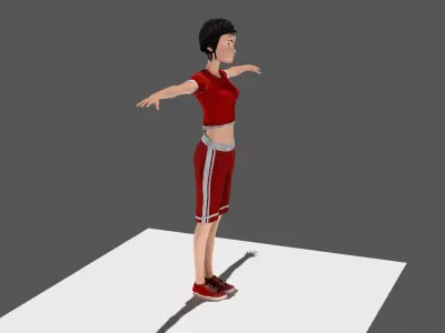 Sport Female Humanoid Rigged Character Low-poly 3D model