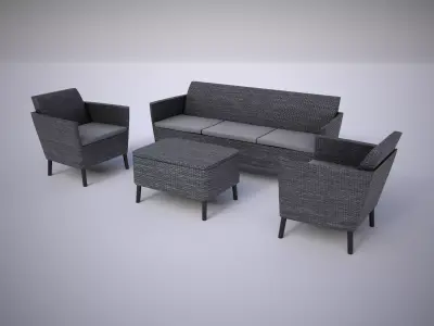 Furniture set of sofas and chairs Free low-poly 3D model