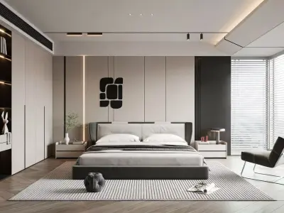 Modern Minimalist Bedroom 3D model