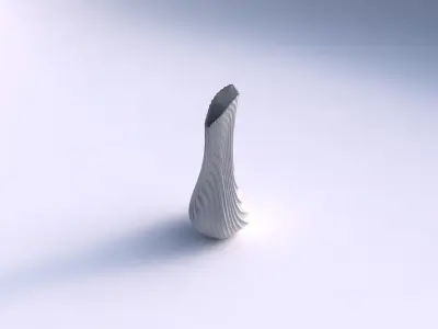 Vase top bent hexagon 2 with wavy extruded lines 3 3D print model