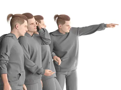 Casual Boy sport wear 04 Poses Low-poly 3D model