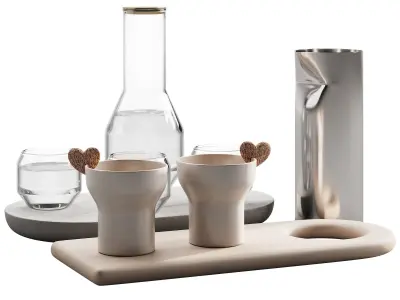 127 eat and drinks decor set 01 coffee and water kit 01 3D model