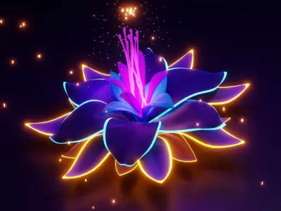bioluminescent flower with beautiful animation Free low-poly 3D model