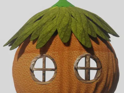 House of orange 3D  Low-poly 3D model